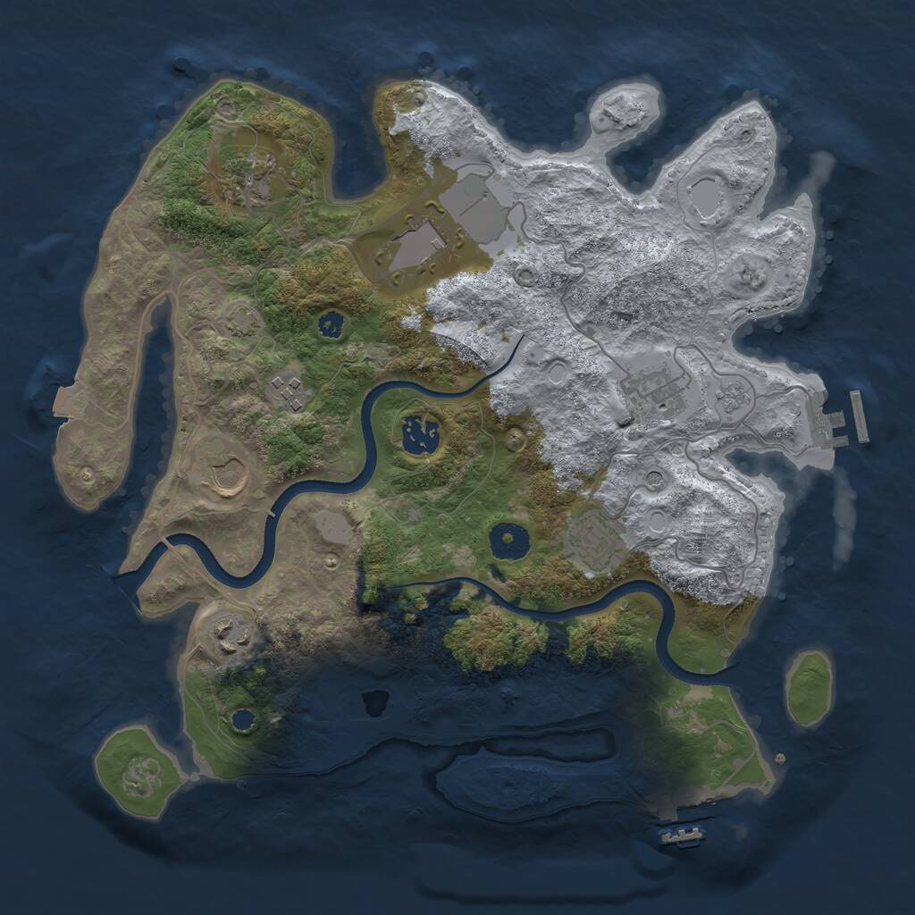 Rust Map: Procedural Map, Size: 3500, Seed: 175145369, 14 Monuments