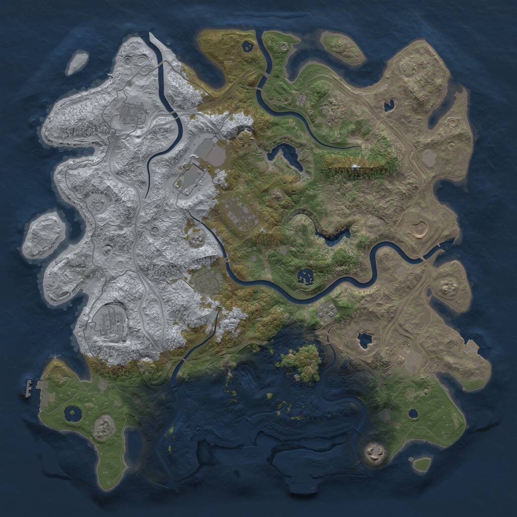 Rust Map: Procedural Map, Size: 4500, Seed: 756622340, 17 Monuments