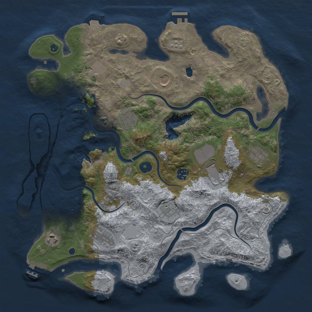 Rust Map: Procedural Map, Size: 4000, Seed: 604211409, 16 Monuments