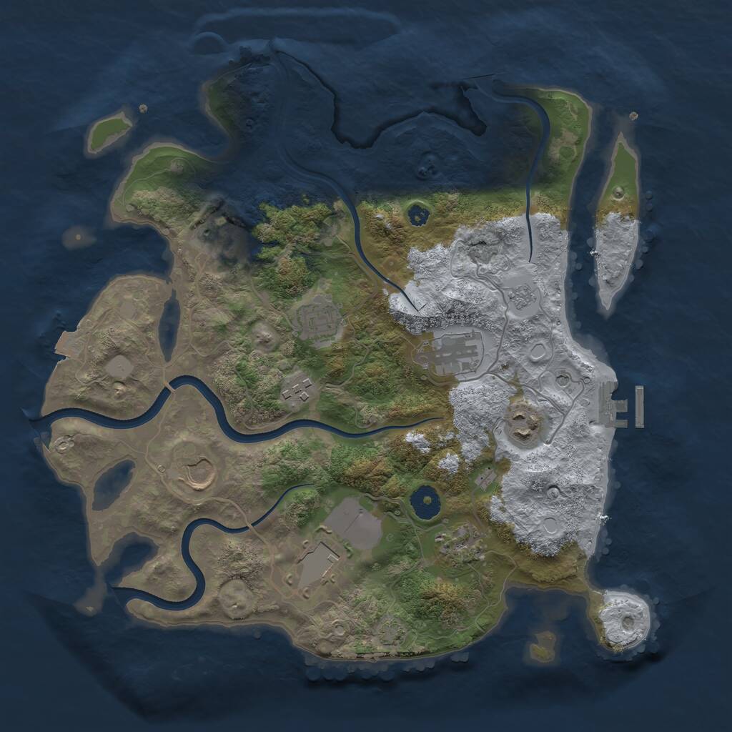 Rust Map: Procedural Map, Size: 3500, Seed: 185235960, 13 Monuments
