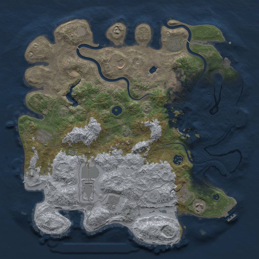 Rust Map: Procedural Map, Size: 4000, Seed: 1221086253, 16 Monuments