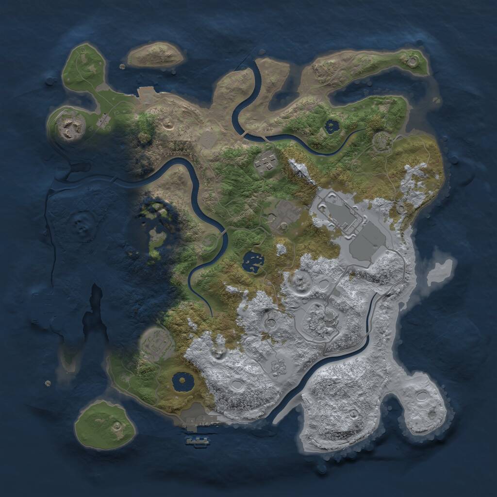 Rust Map: Procedural Map, Size: 3500, Seed: 908150981, 14 Monuments