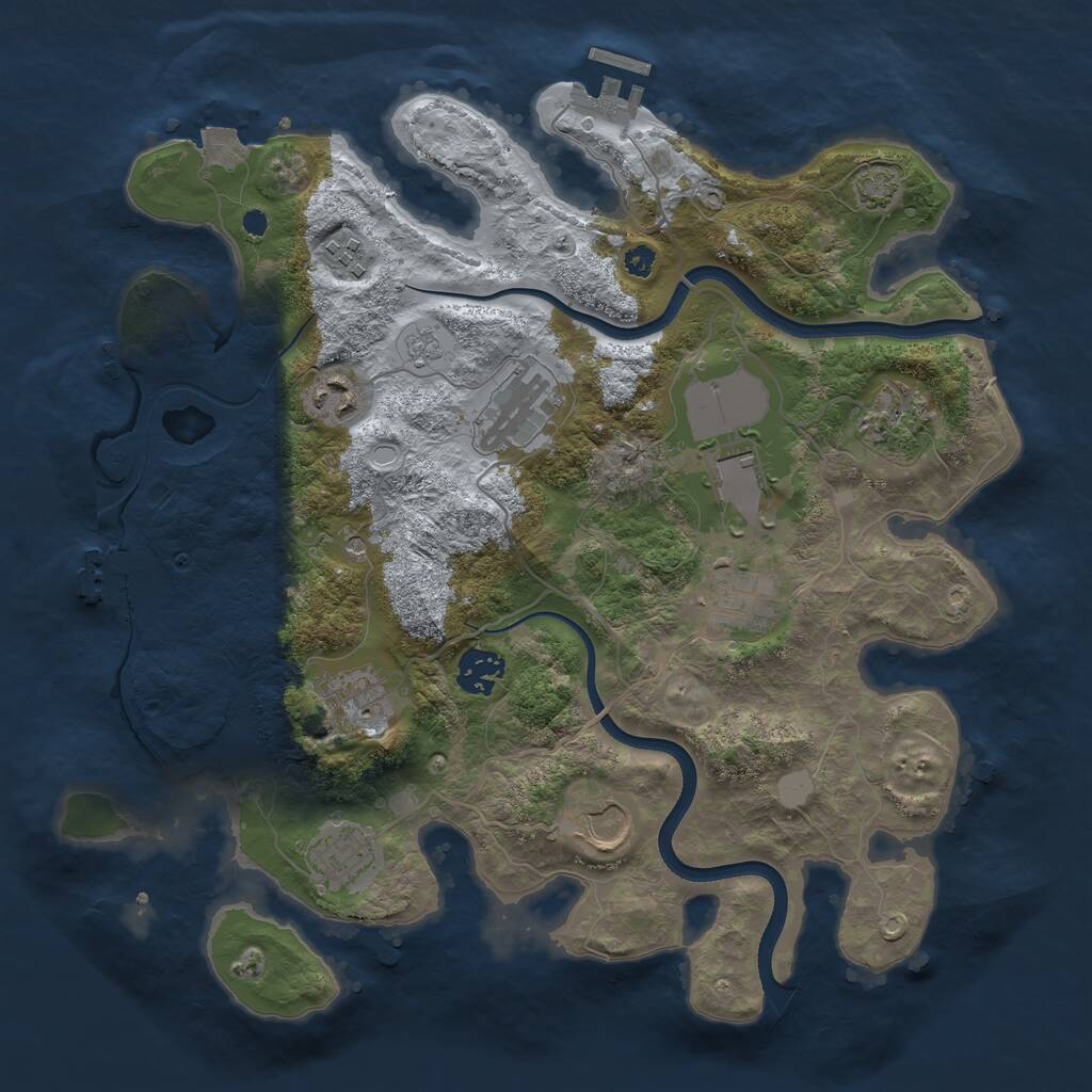 Rust Map: Procedural Map, Size: 3500, Seed: 478137055, 16 Monuments