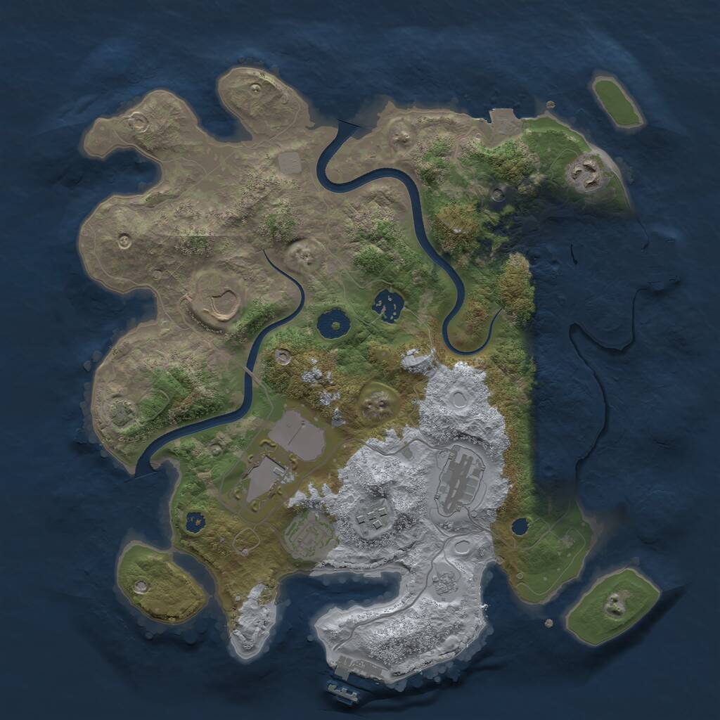 Rust Map: Procedural Map, Size: 3500, Seed: 1676376667, 13 Monuments