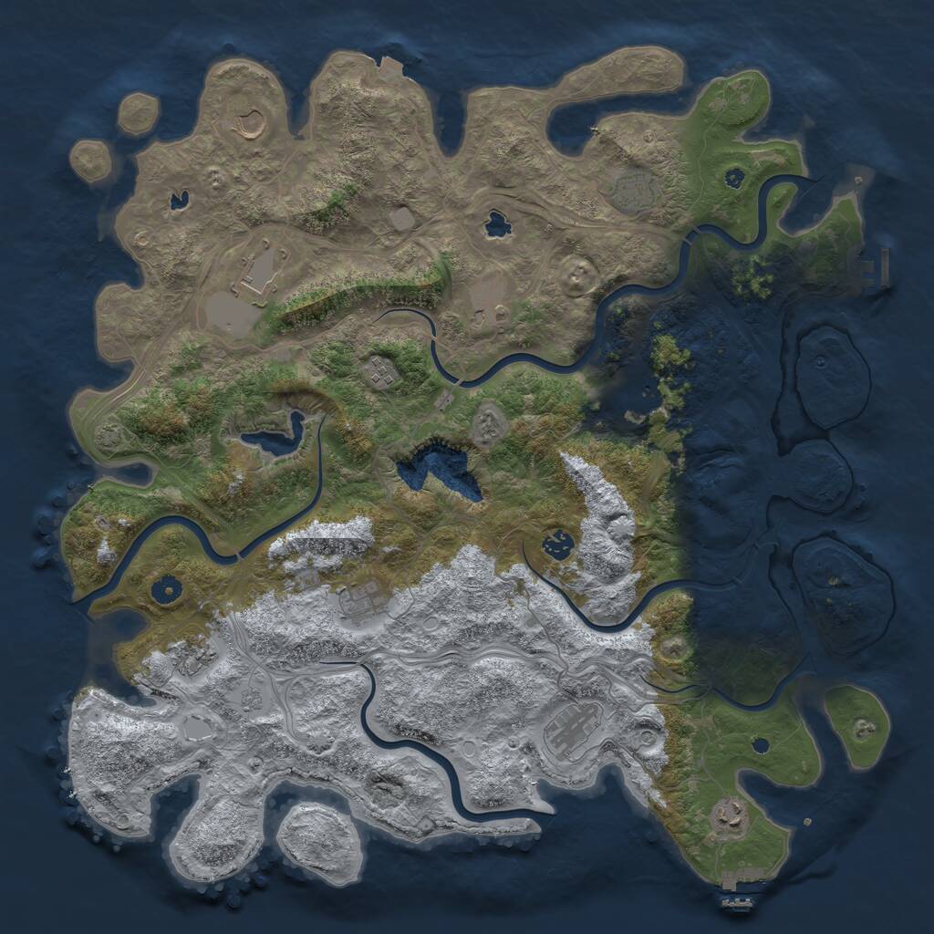 Rust Map: Procedural Map, Size: 4800, Seed: 1226730235, 17 Monuments