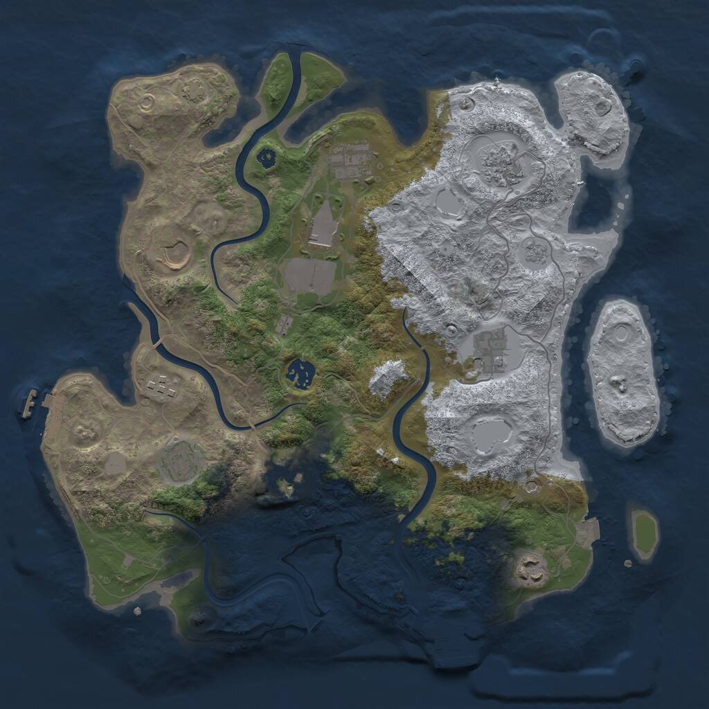Rust Map: Procedural Map, Size: 3700, Seed: 83521616, 16 Monuments