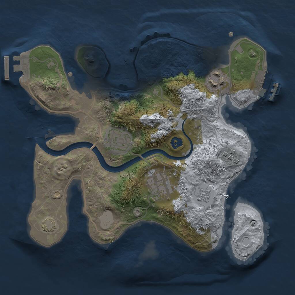 Rust Map: Procedural Map, Size: 2500, Seed: 192847, 9 Monuments