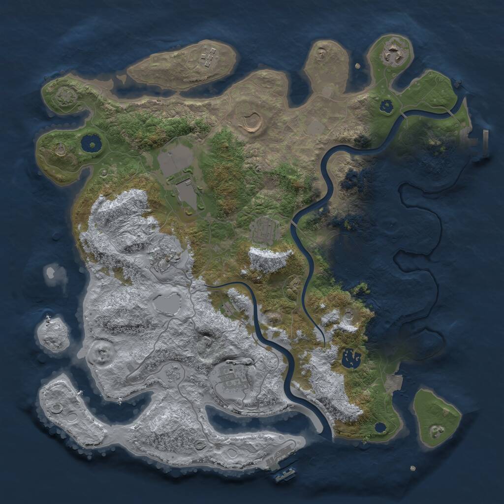 Rust Map: Procedural Map, Size: 3800, Seed: 48990589, 15 Monuments