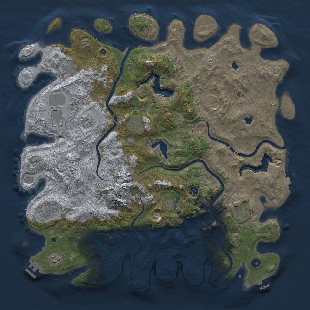 Rust Map: Procedural Map, Size: 5000, Seed: 184736291, 17 Monuments