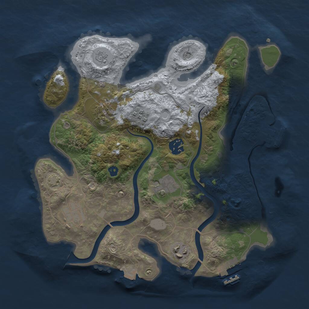 Rust Map: Procedural Map, Size: 3000, Seed: 24263, 12 Monuments