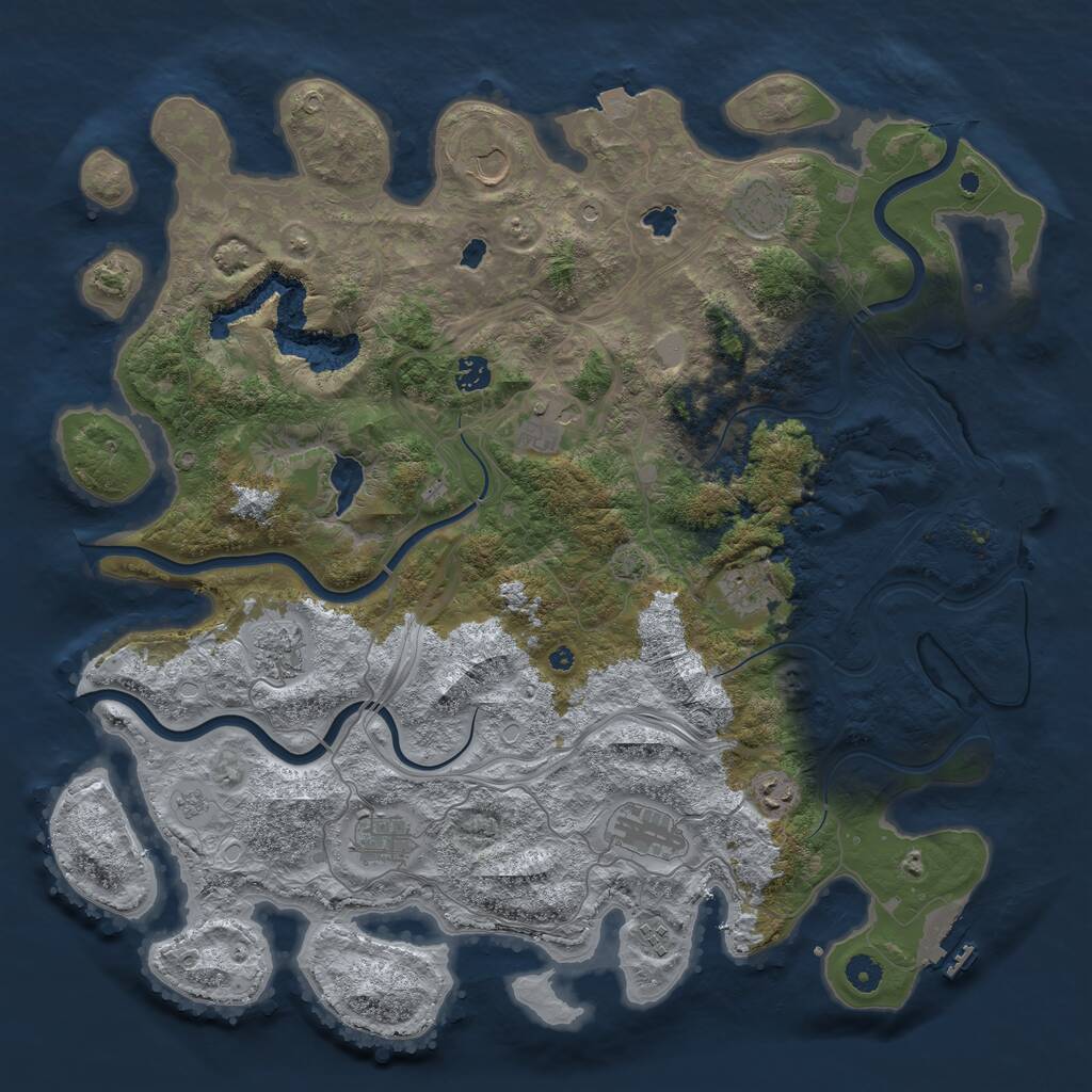 Rust Map: Procedural Map, Size: 4500, Seed: 1218487533, 16 Monuments