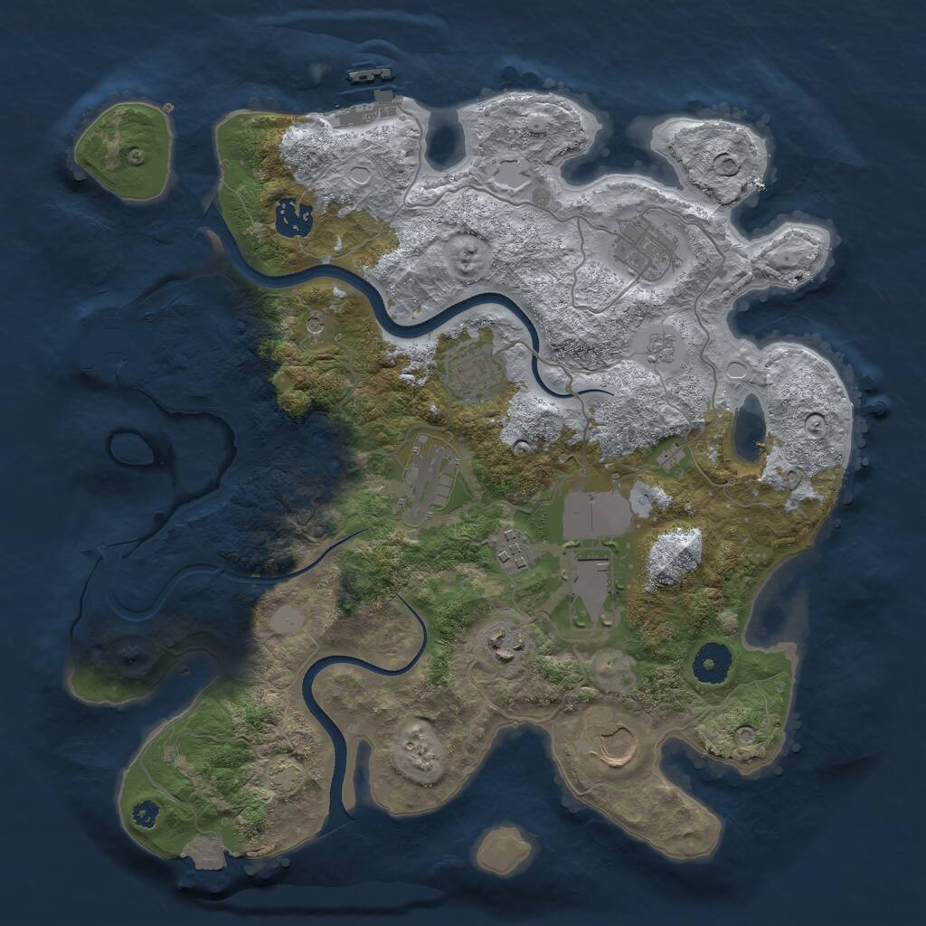 Rust Map: Procedural Map, Size: 3500, Seed: 1065775647, 14 Monuments