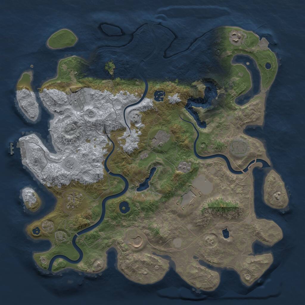 Rust Map: Procedural Map, Size: 4000, Seed: 1701163153, 14 Monuments