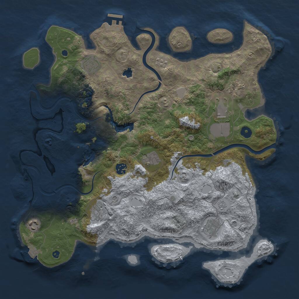 Rust Map: Procedural Map, Size: 4000, Seed: 14608, 14 Monuments