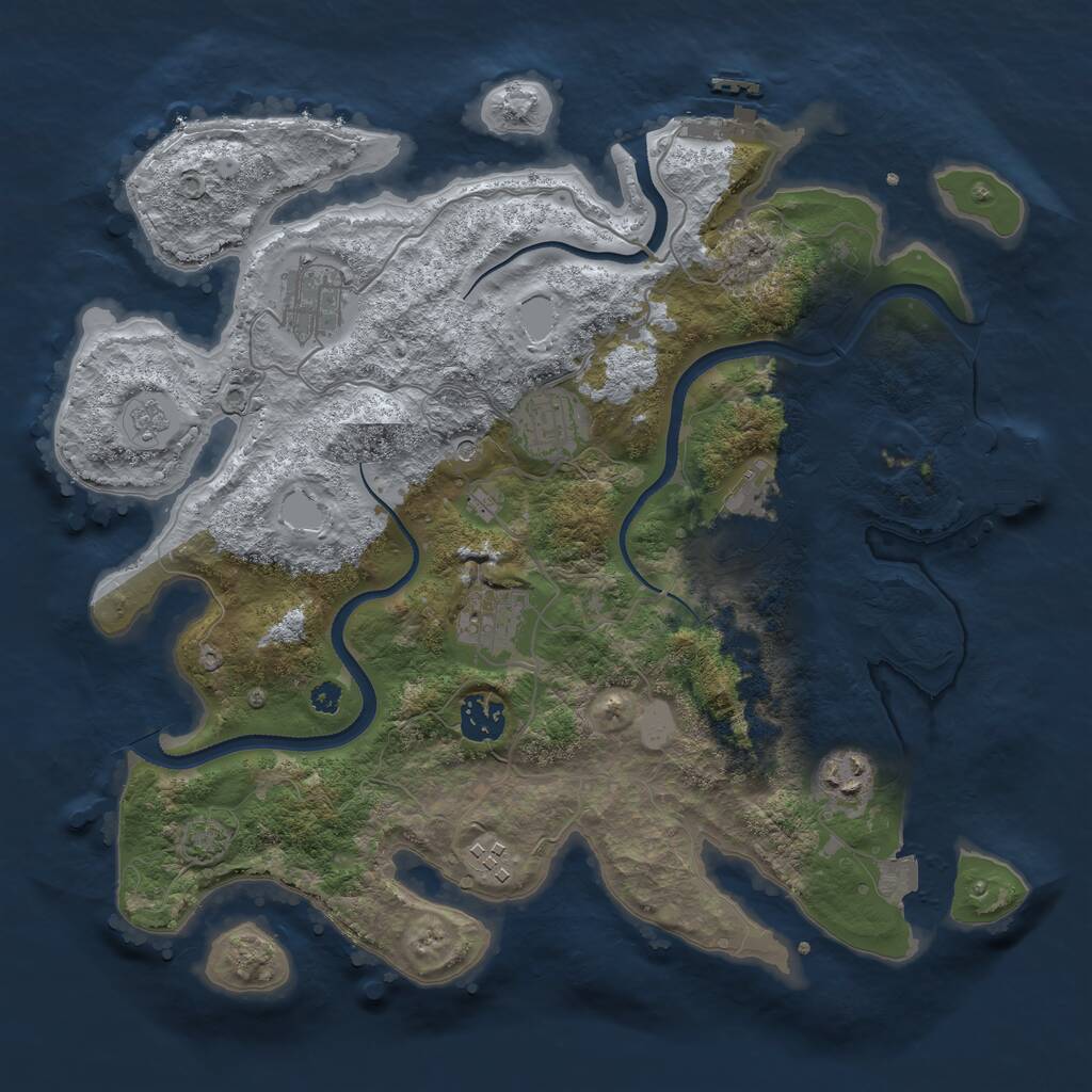 Rust Map: Procedural Map, Size: 3500, Seed: 623815, 13 Monuments