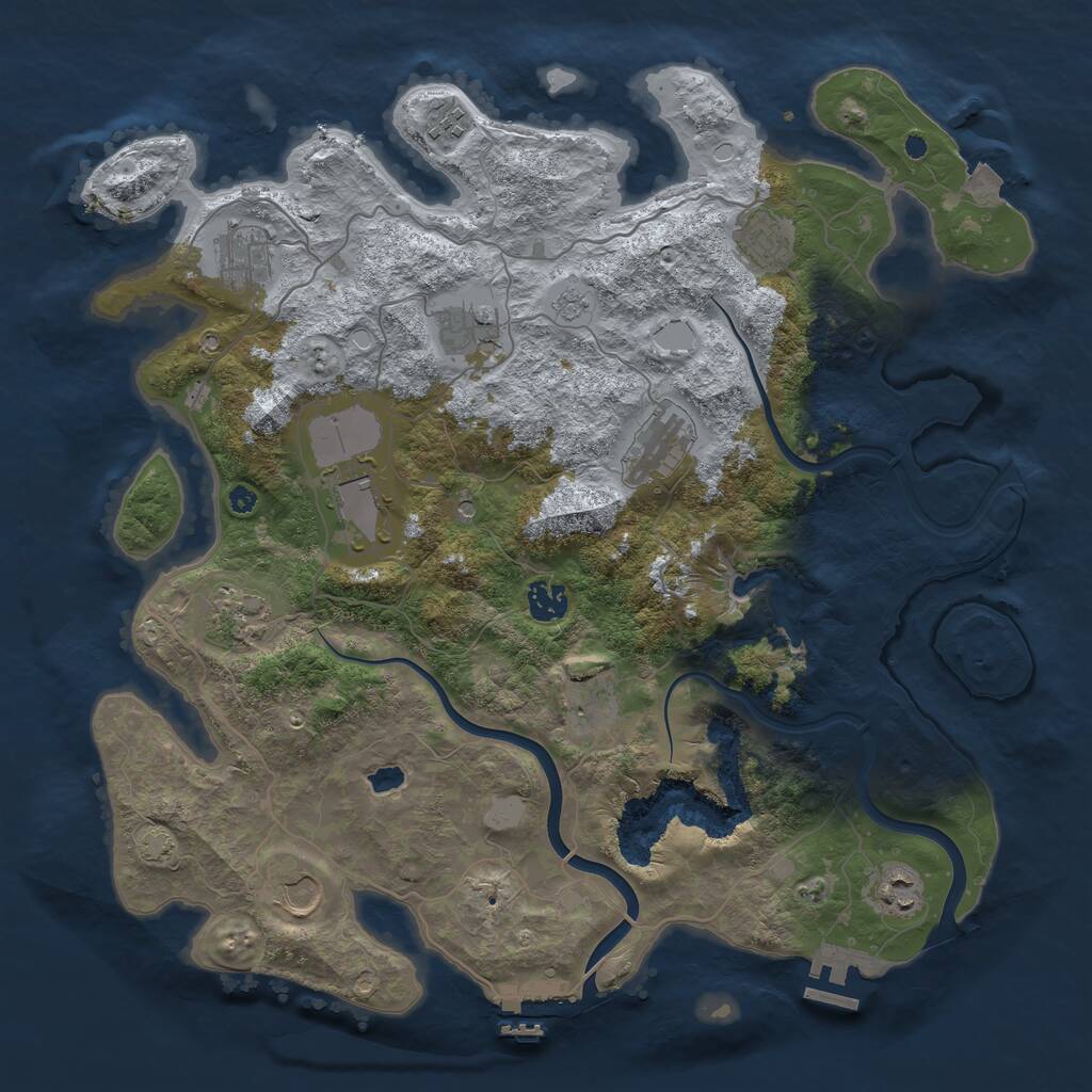 Rust Map: Procedural Map, Size: 4000, Seed: 24263, 17 Monuments