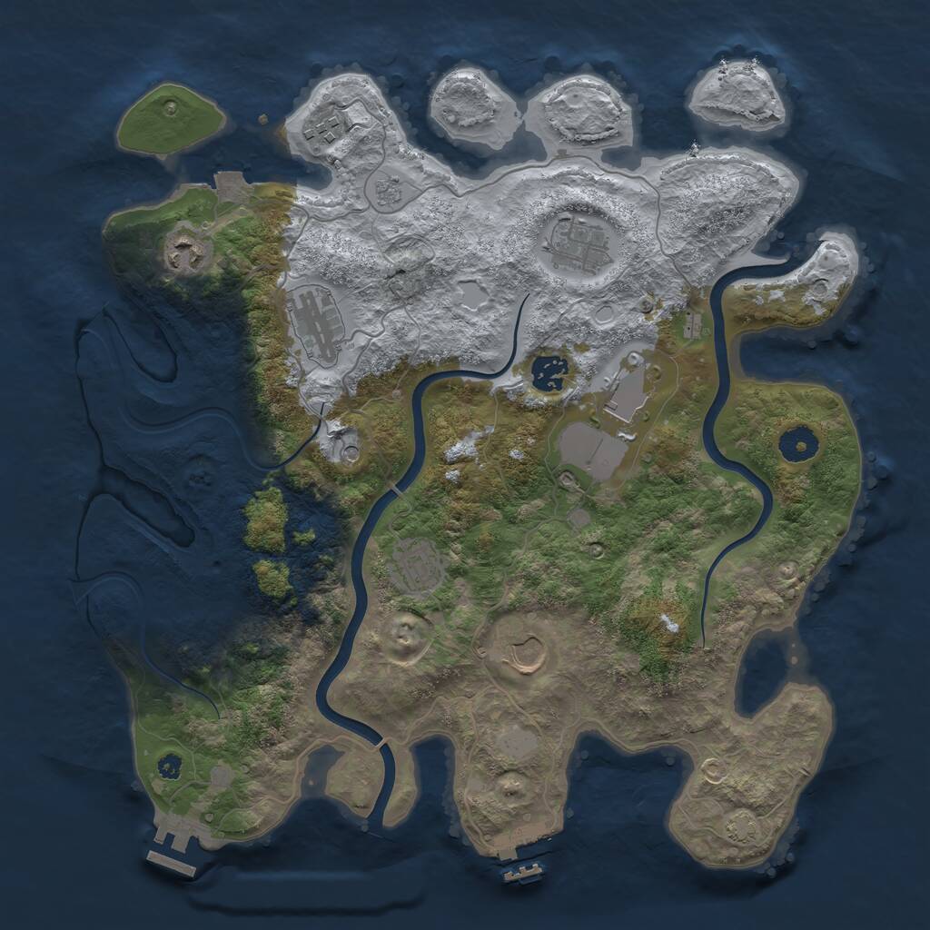 Rust Map: Procedural Map, Size: 3750, Seed: 1095582362, 14 Monuments