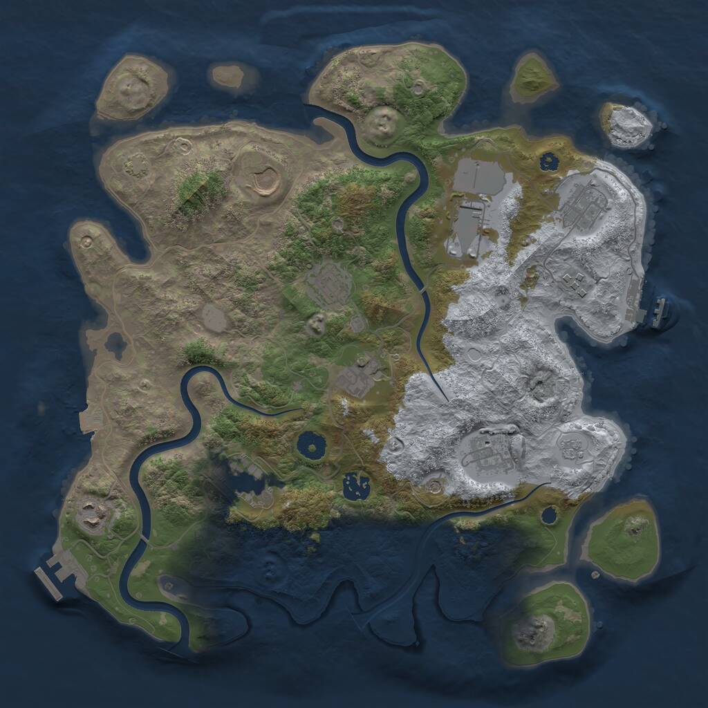 Rust Map: Procedural Map, Size: 3700, Seed: 1810076978, 16 Monuments
