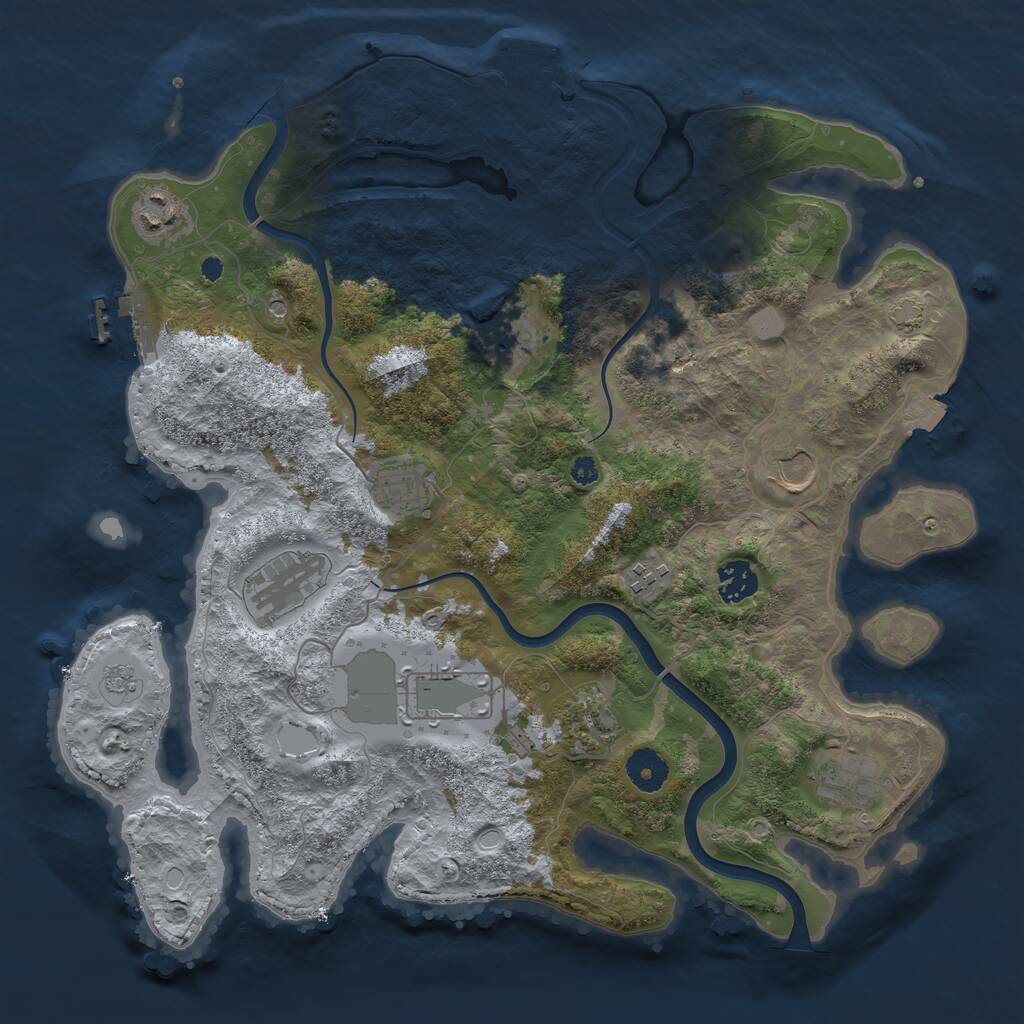Rust Map: Procedural Map, Size: 3700, Seed: 355873654, 16 Monuments