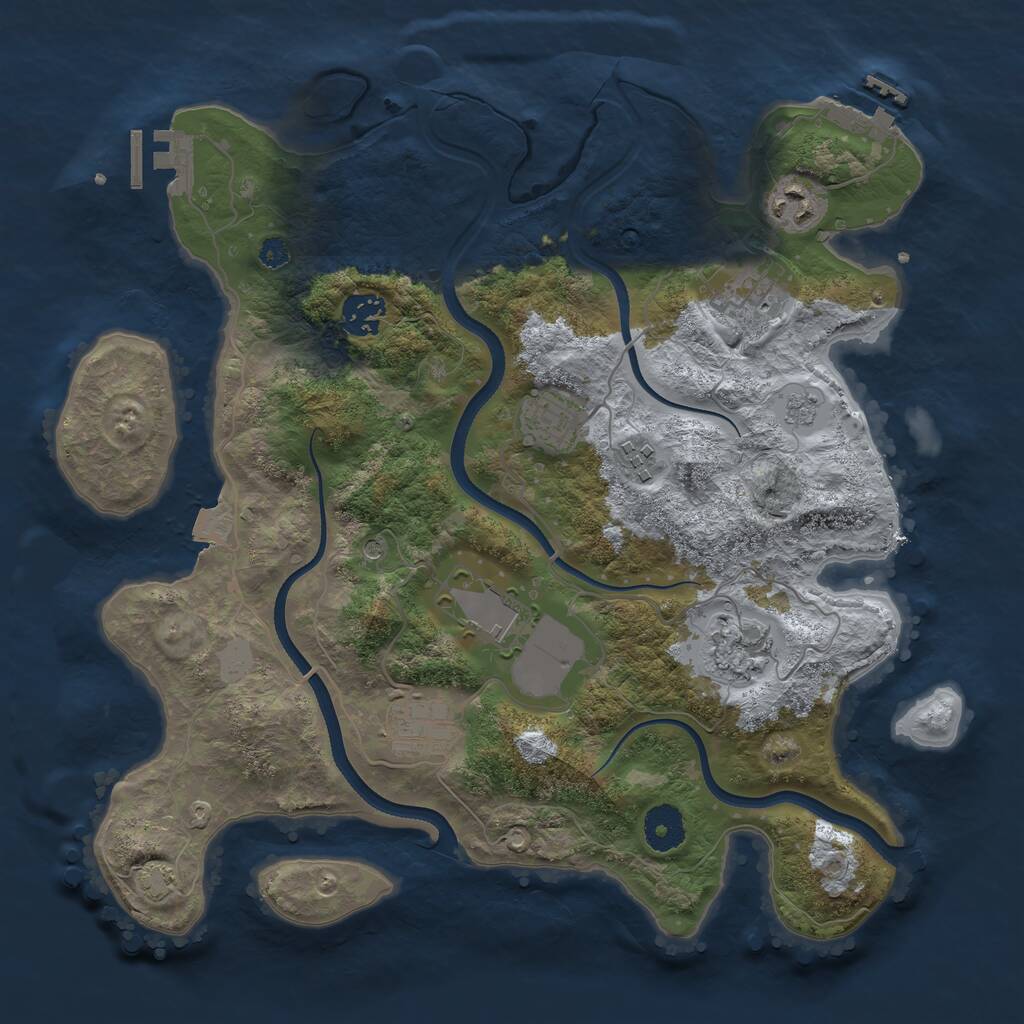 Rust Map: Procedural Map, Size: 3500, Seed: 341444, 14 Monuments