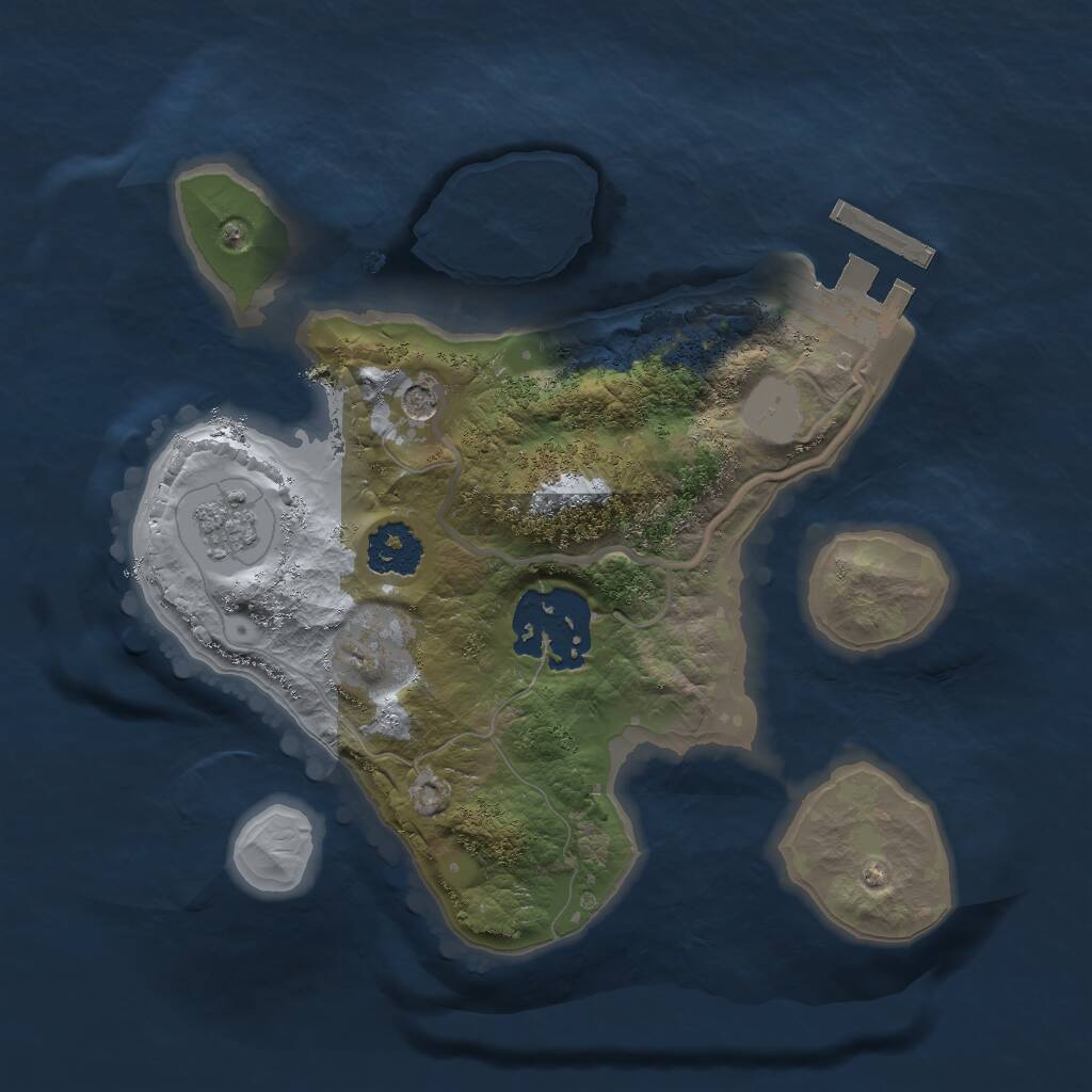 Rust Map: Procedural Map, Size: 2000, Seed: 26058, 5 Monuments