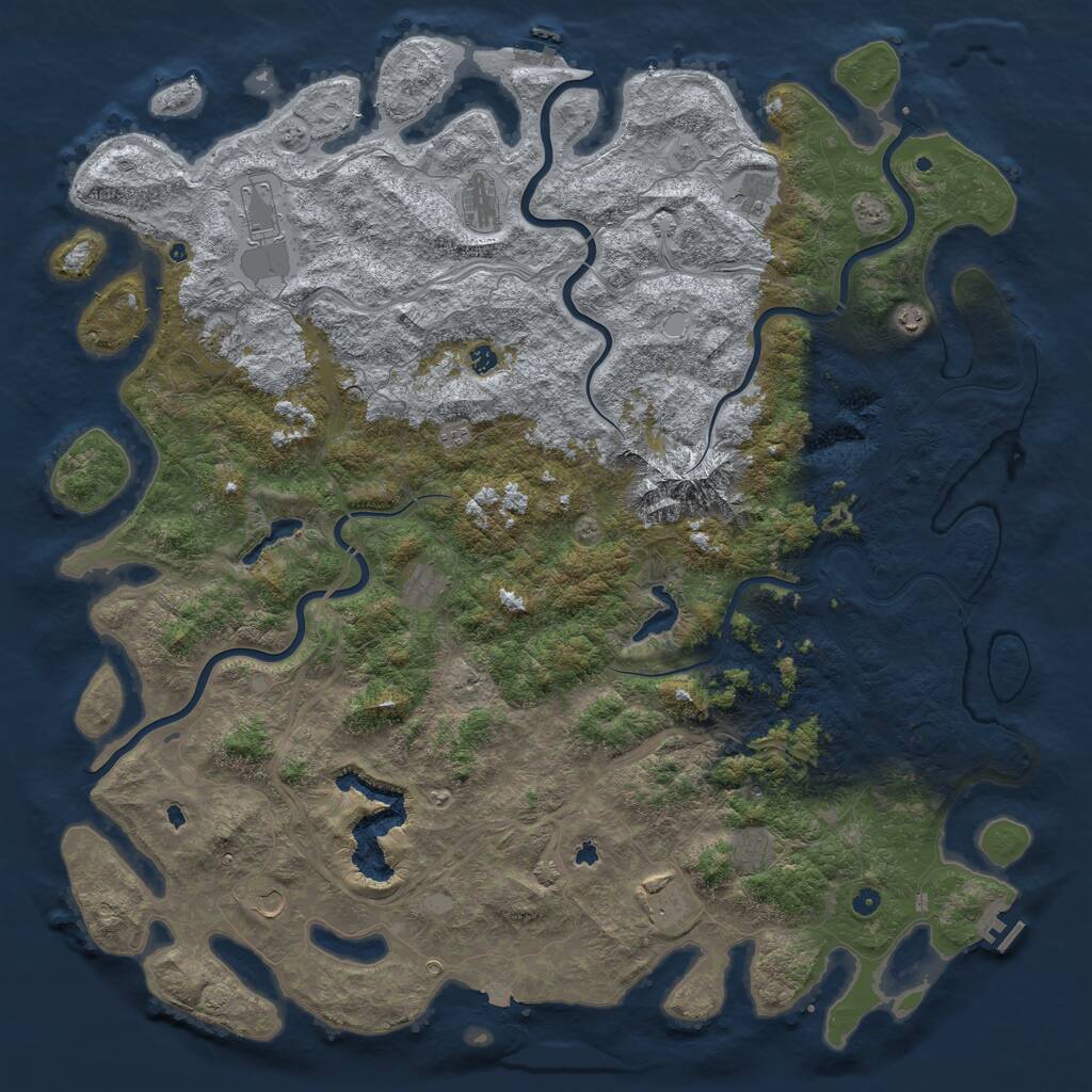 Rust Map: Procedural Map, Size: 6000, Seed: 24263, 17 Monuments