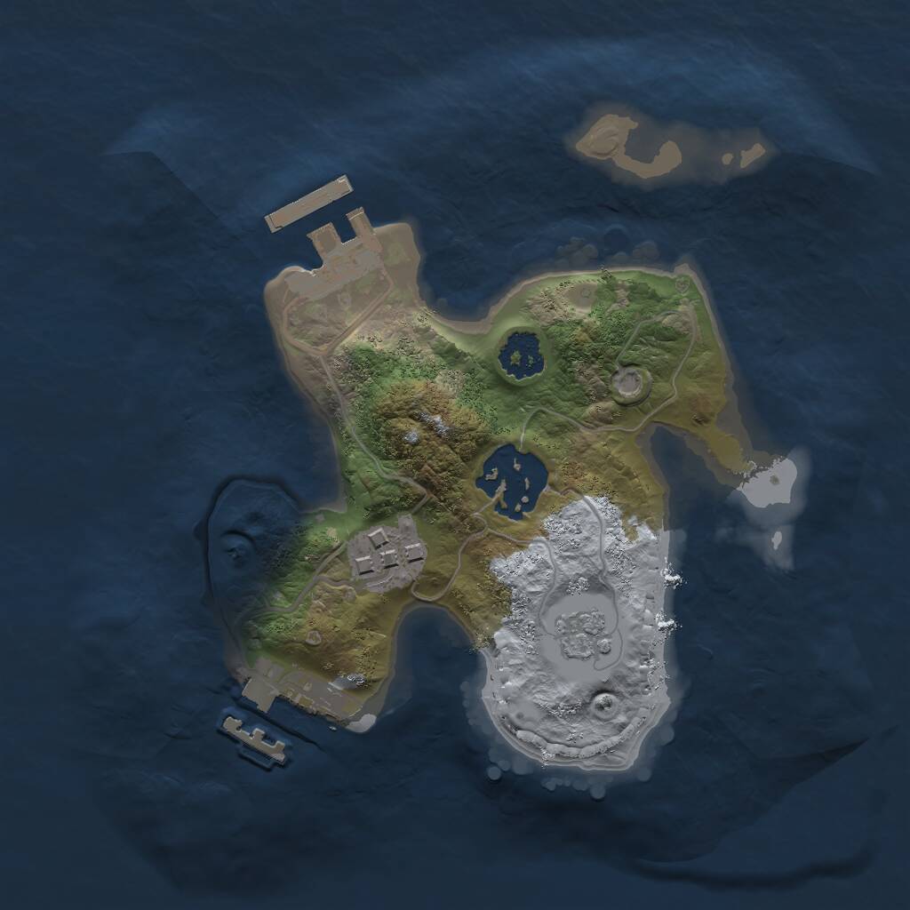 Rust Map: Procedural Map, Size: 2000, Seed: 51280, 6 Monuments