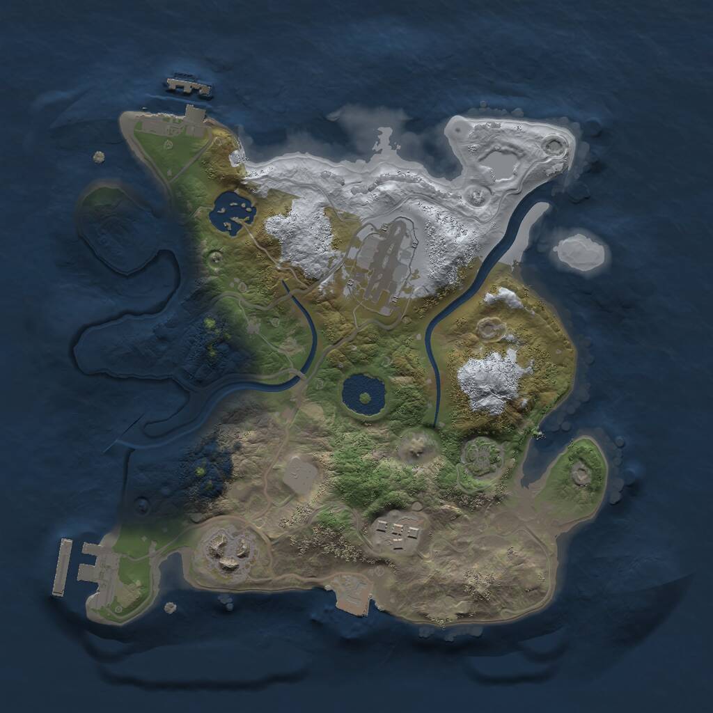 Rust Map: Procedural Map, Size: 2500, Seed: 65876, 8 Monuments
