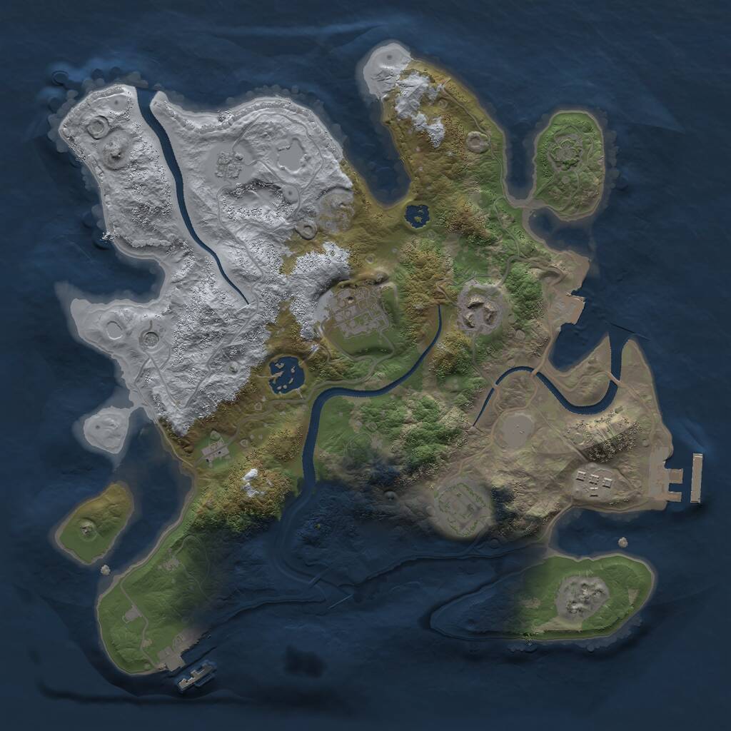 Rust Map: Procedural Map, Size: 3000, Seed: 458916591, 11 Monuments