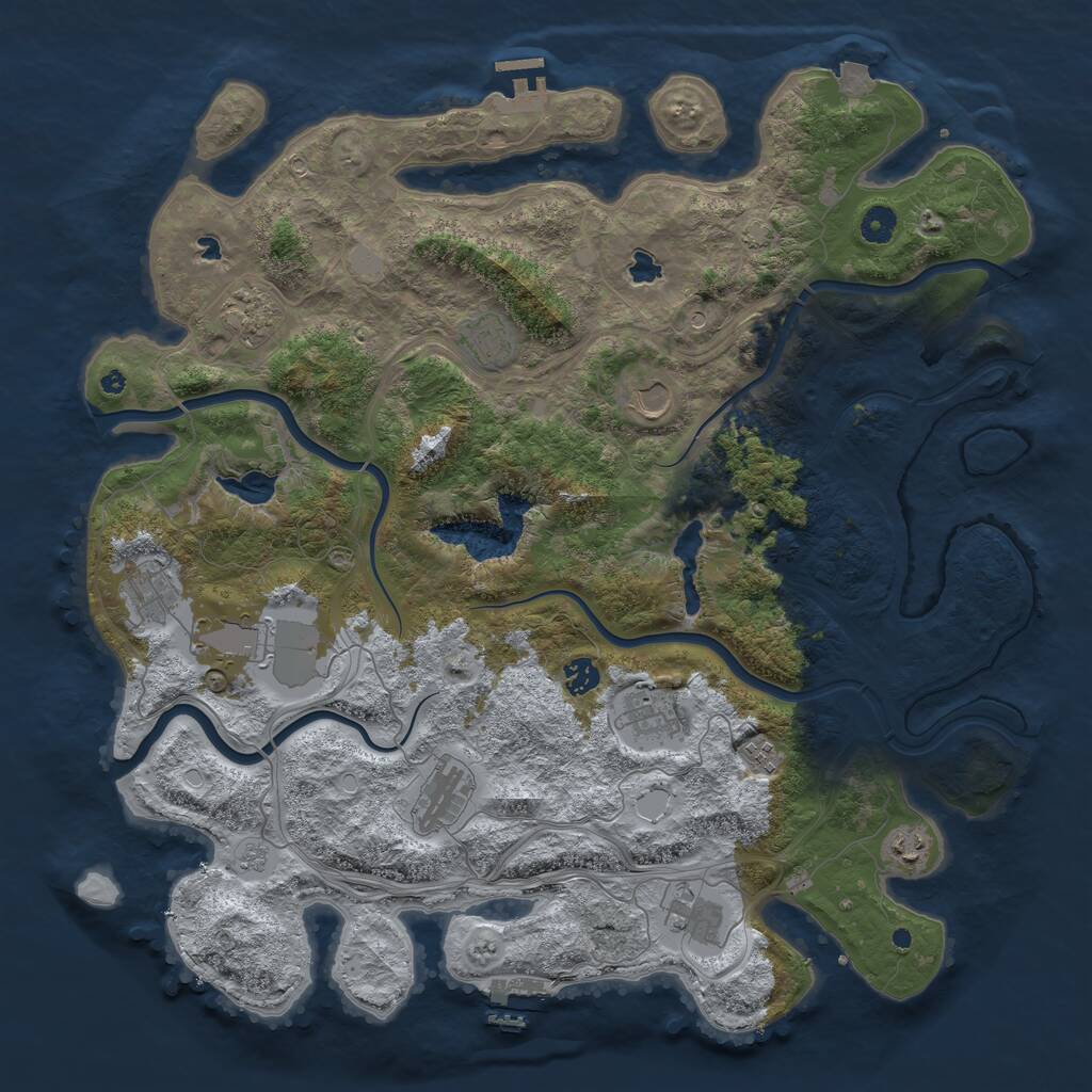 Rust Map: Procedural Map, Size: 4500, Seed: 2134169741, 17 Monuments