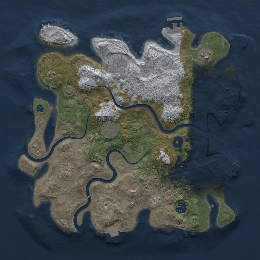 Rust Map: Procedural Map, Size: 3500, Seed: 548813632, 13 Monuments