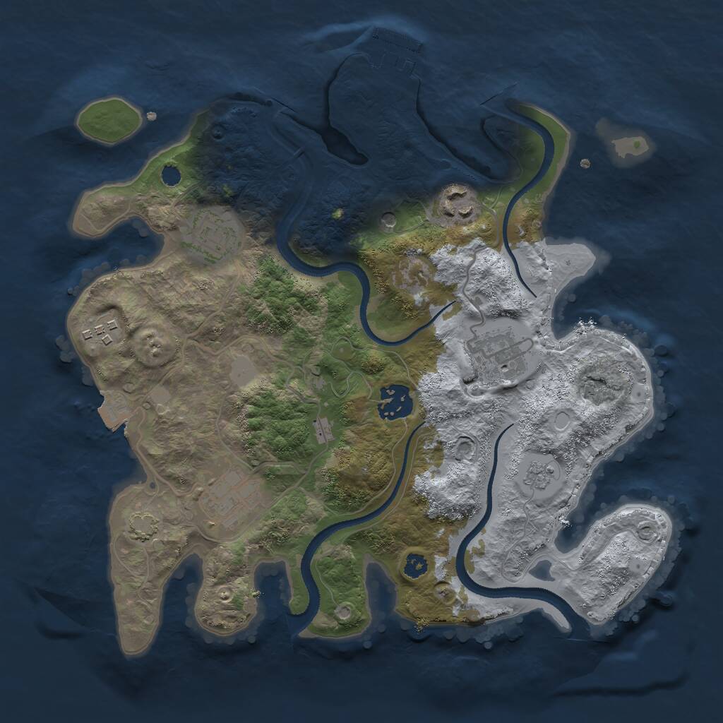 Rust Map: Procedural Map, Size: 3000, Seed: 351487, 11 Monuments