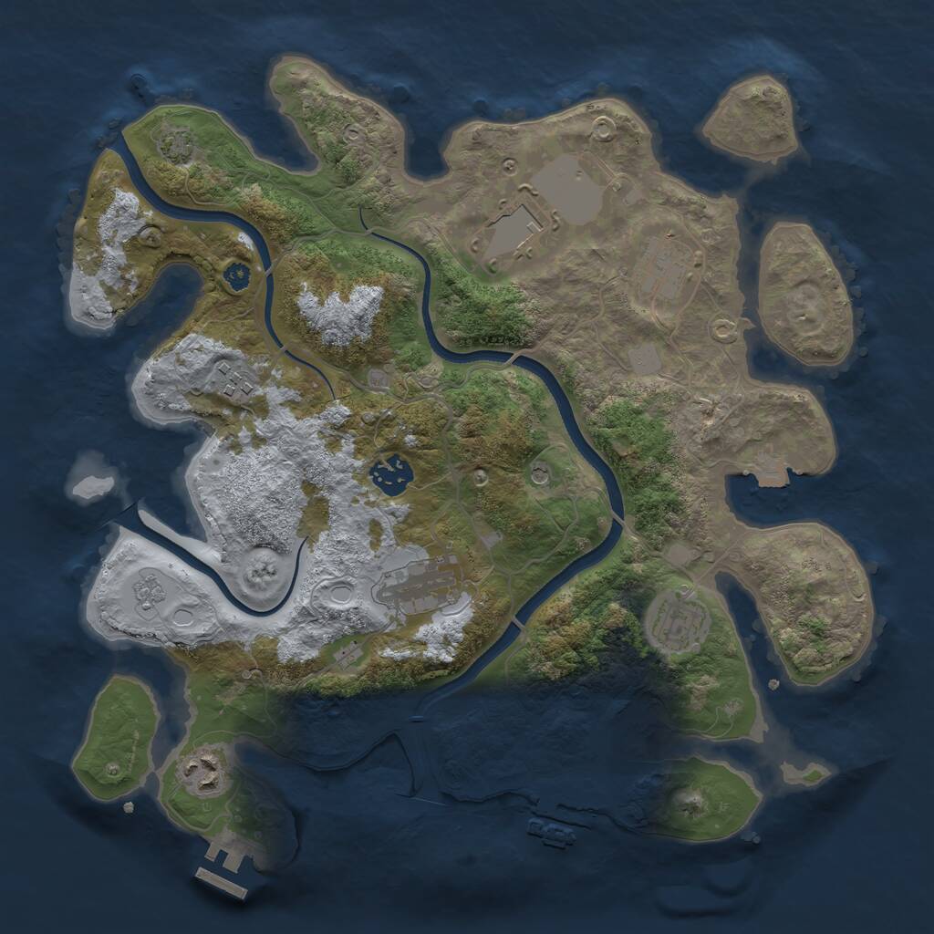 Rust Map: Procedural Map, Size: 3500, Seed: 616320441, 13 Monuments