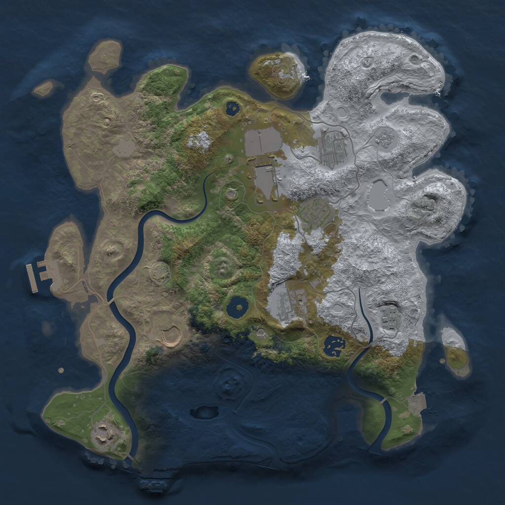 Rust Map: Procedural Map, Size: 3500, Seed: 96573811, 14 Monuments