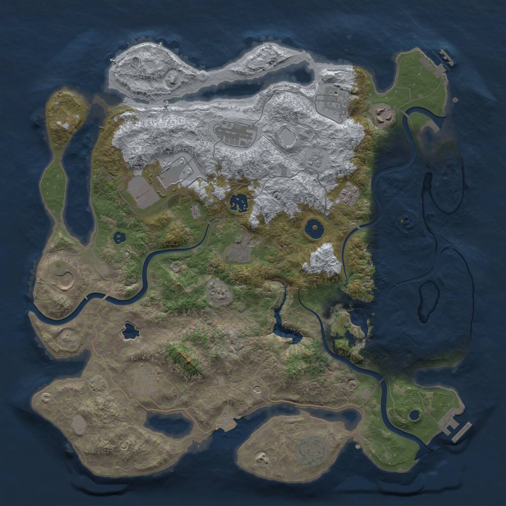 Rust Map: Procedural Map, Size: 4050, Seed: 902545934, 16 Monuments