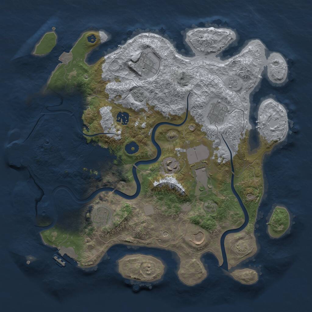 Rust Map: Procedural Map, Size: 3600, Seed: 838936871, 15 Monuments