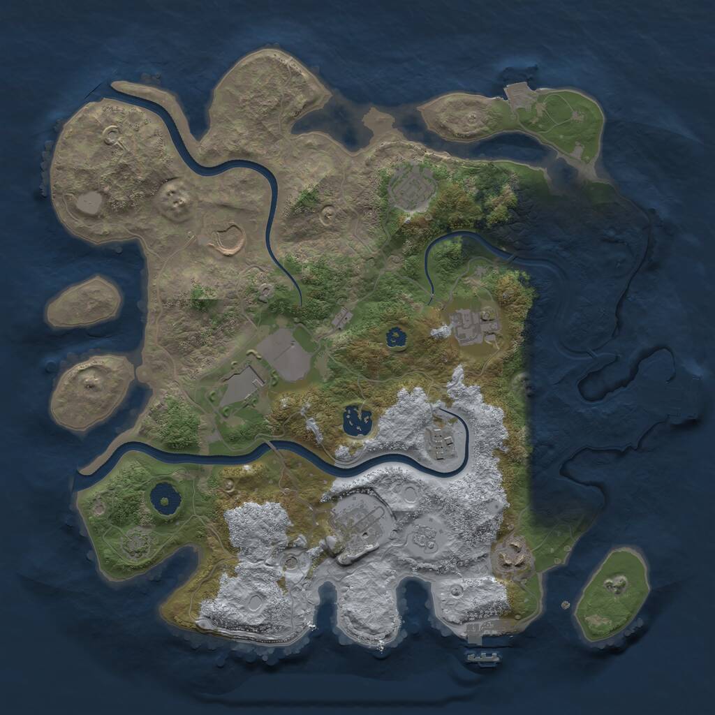 Rust Map: Procedural Map, Size: 3500, Seed: 1908155721, 14 Monuments