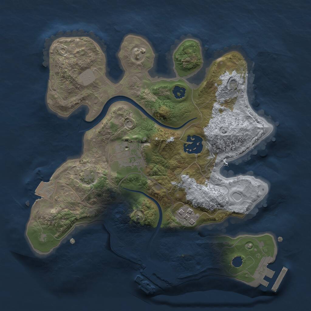 Rust Map: Procedural Map, Size: 2400, Seed: 45435, 7 Monuments