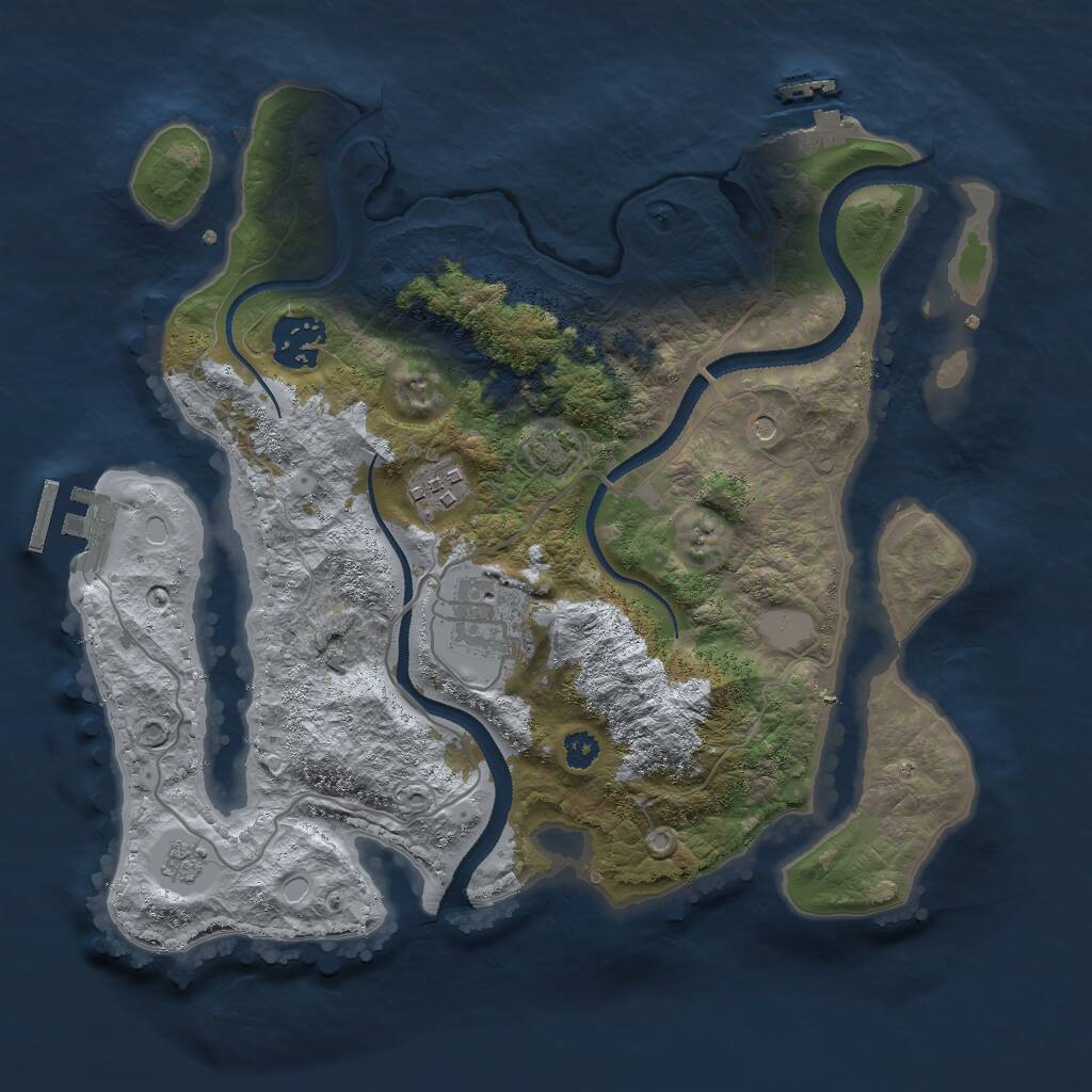 Rust Map: Procedural Map, Size: 3000, Seed: 736399697, 9 Monuments