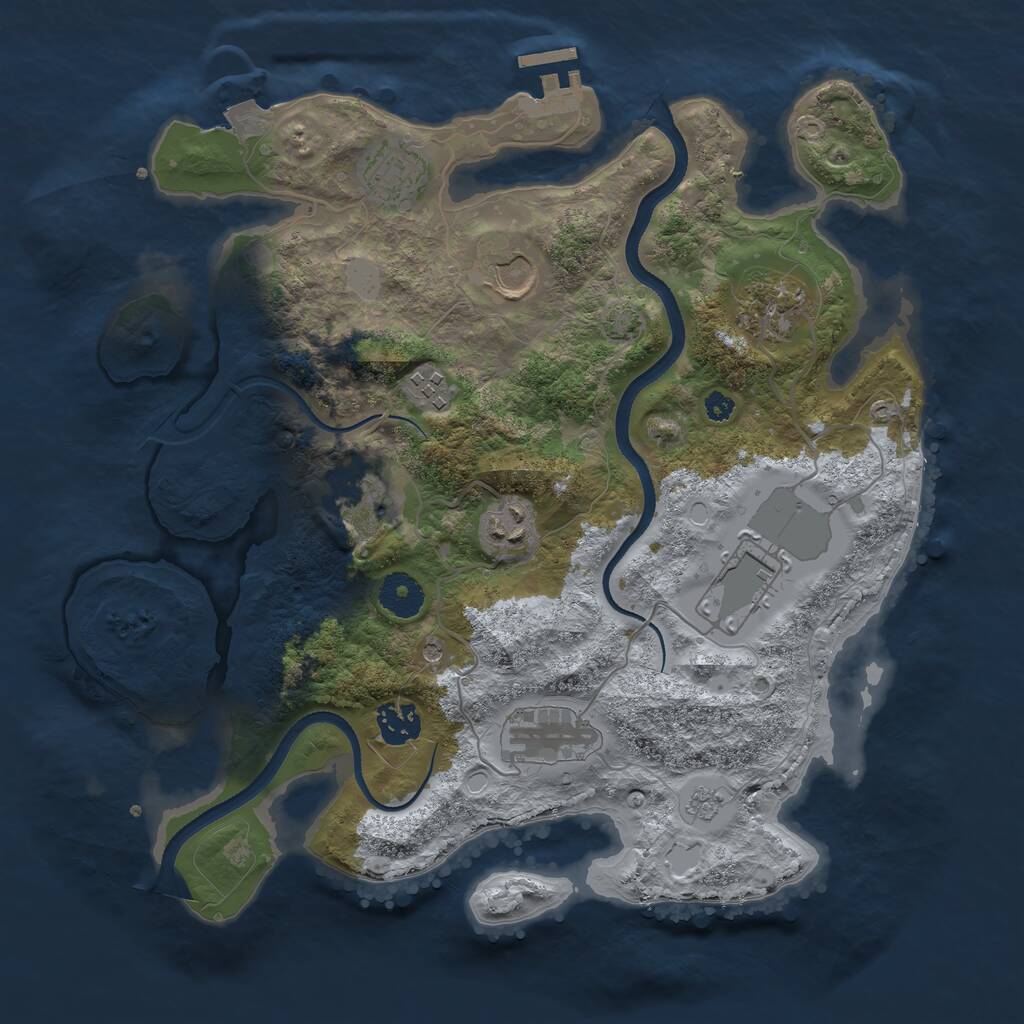 Rust Map: Procedural Map, Size: 3500, Seed: 349327641, 14 Monuments