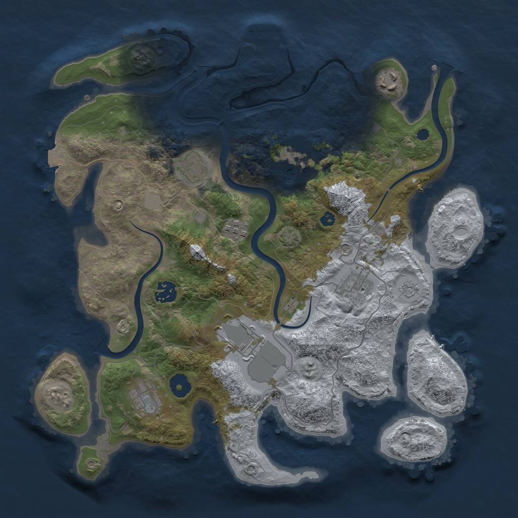 Rust Map: Procedural Map, Size: 3500, Seed: 1800208750, 13 Monuments