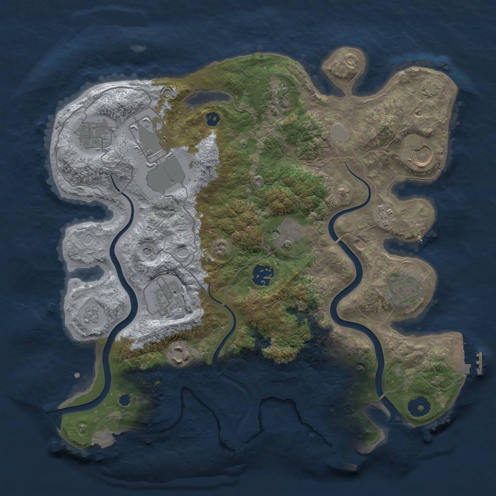 Rust Map: Procedural Map, Size: 3500, Seed: 1300092763, 16 Monuments