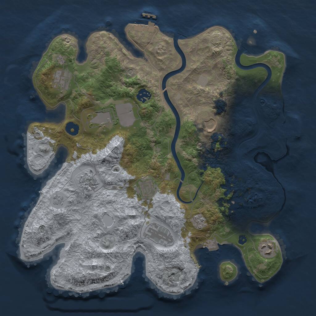Rust Map: Procedural Map, Size: 3500, Seed: 516692045, 15 Monuments