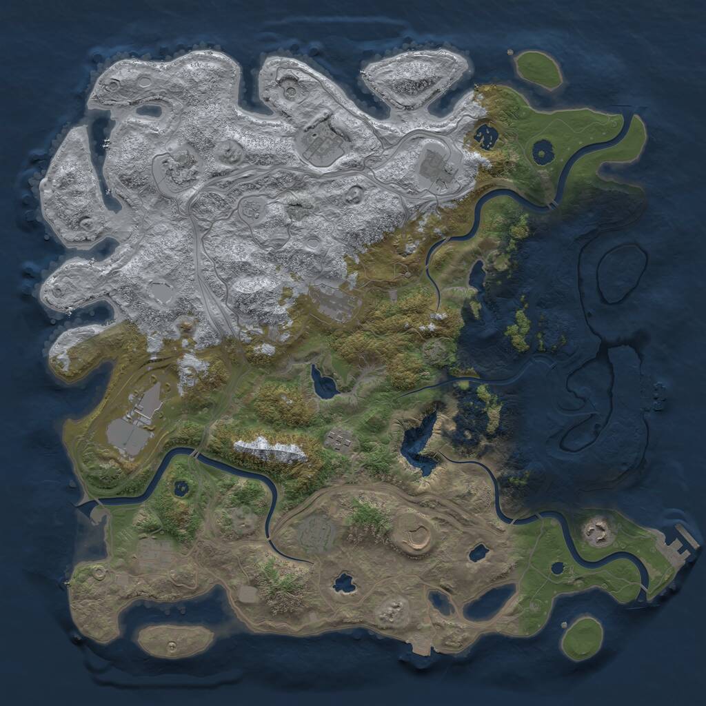 Rust Map: Procedural Map, Size: 4500, Seed: 87771214, 17 Monuments
