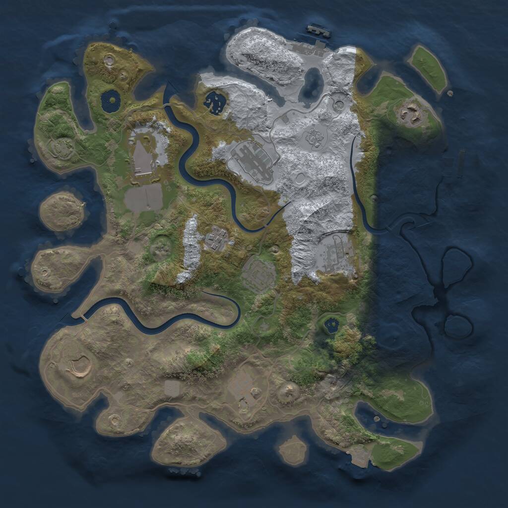 Rust Map: Procedural Map, Size: 3500, Seed: 996049382, 15 Monuments