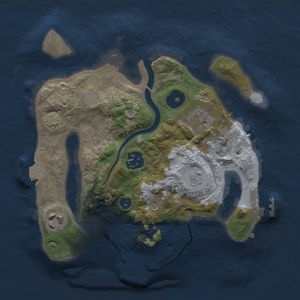Rust Map: Procedural Map, Size: 2500, Seed: 1928471, 9 Monuments