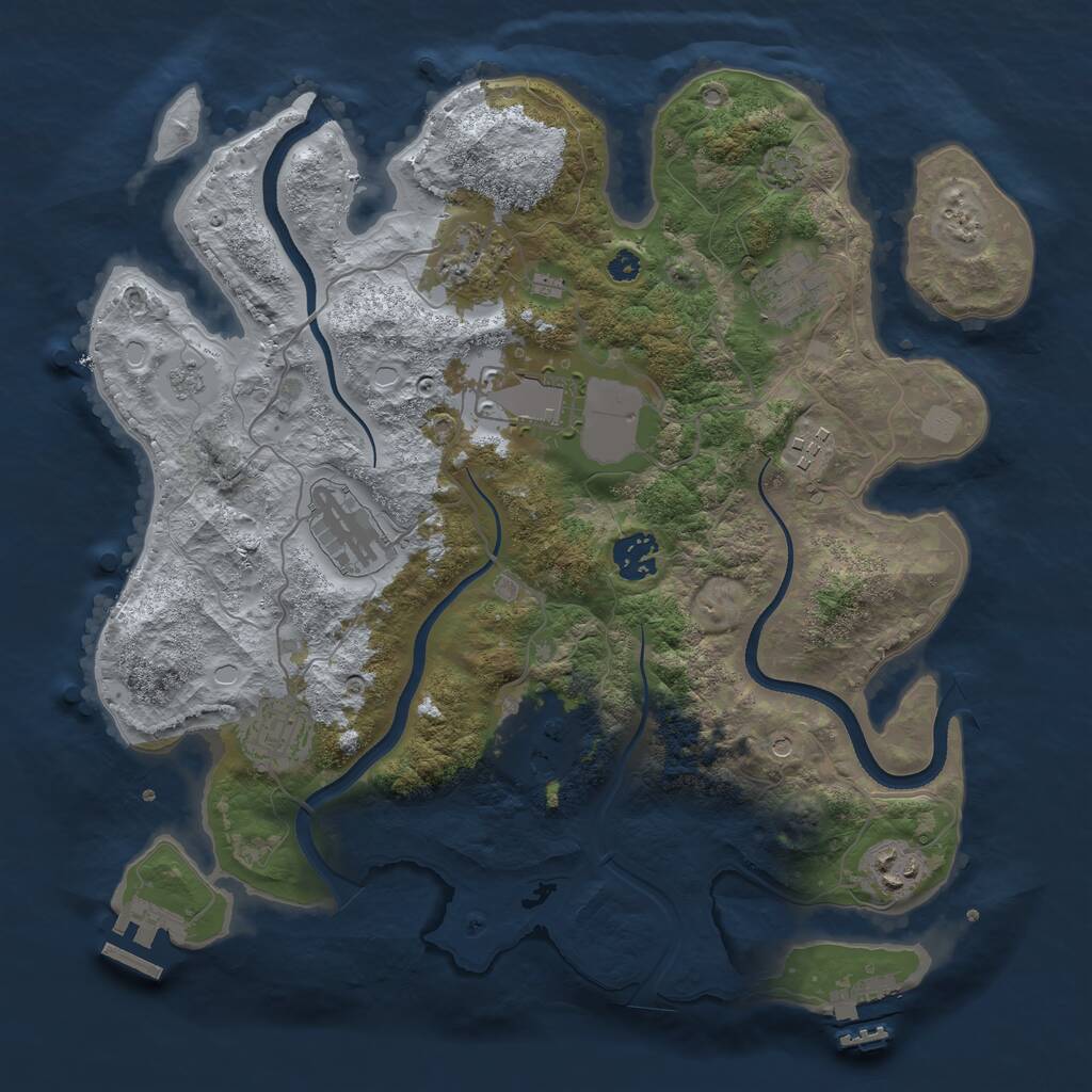 Rust Map: Procedural Map, Size: 3500, Seed: 97877130, 15 Monuments