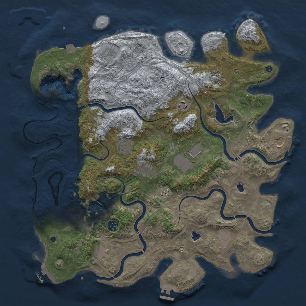 Rust Map: Procedural Map, Size: 4500, Seed: 870992584, 17 Monuments