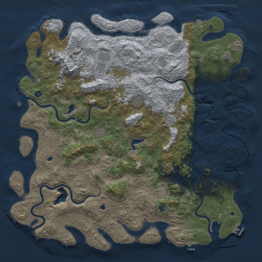 Rust Map: Procedural Map, Size: 6000, Seed: 287065097, 17 Monuments