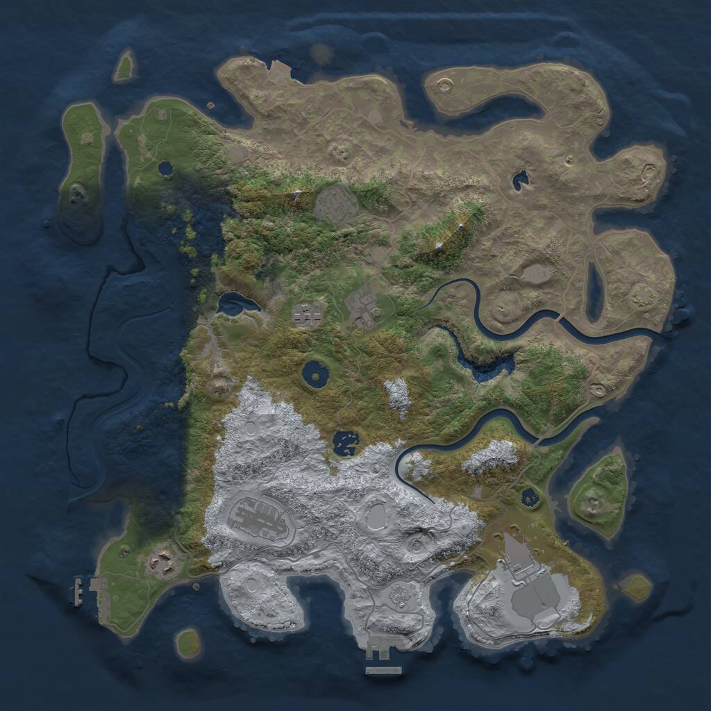 Rust Map: Procedural Map, Size: 4000, Seed: 1786752117, 13 Monuments